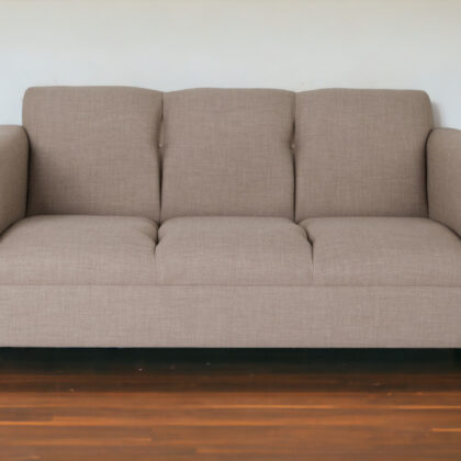72" Beige And Black Polyester Sofa