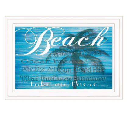 Take Me There (Beach) White Framed Print Wall Art