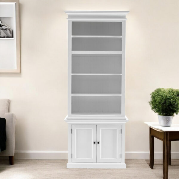 White Solid Wood Adjustable Four Tier Bookcase
