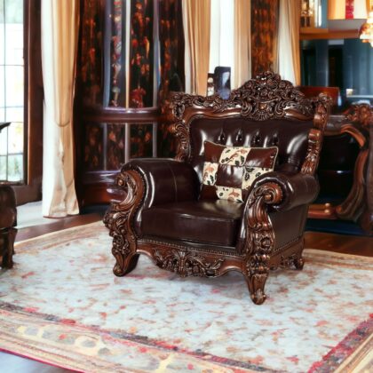 50" Espresso Faux Leather Tufted Wingback Chair