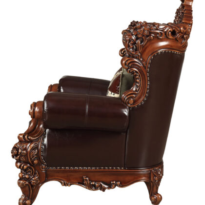 50" Espresso Faux Leather Tufted Wingback Chair