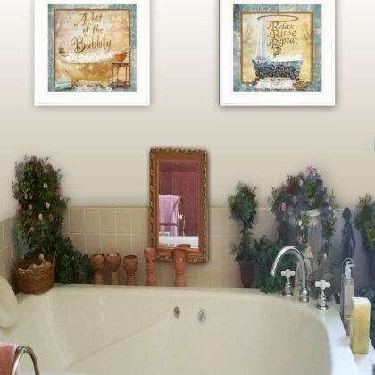 Set Of Two A Bit Of Bubbly 1 White Framed Print Bathroom Wall Art