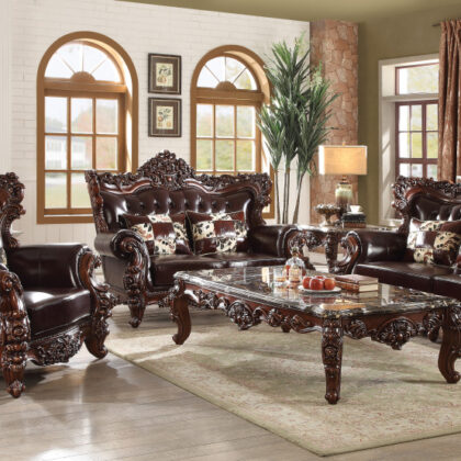 50" Espresso Faux Leather Tufted Wingback Chair