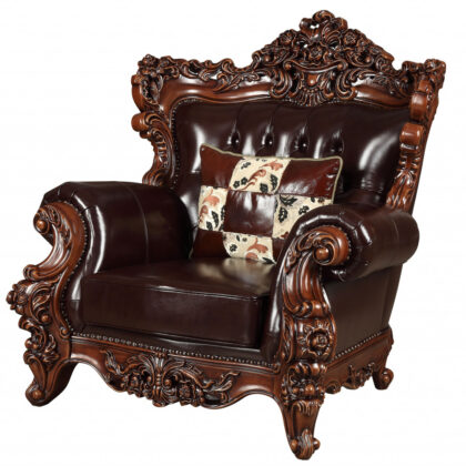 50" Espresso Faux Leather Tufted Wingback Chair