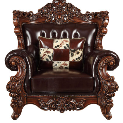 50" Espresso Faux Leather Tufted Wingback Chair