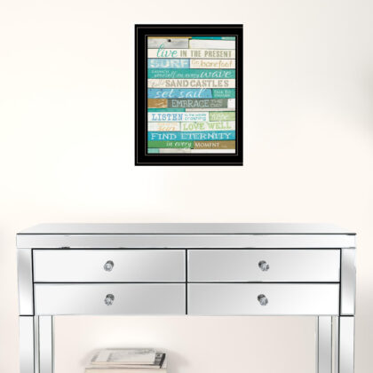 Live In The Present 3 Black Framed Print Wall Art
