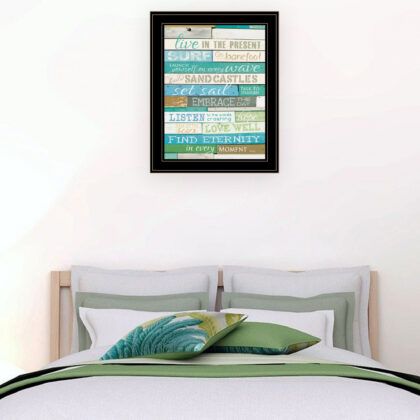 Live In The Present 3 Black Framed Print Wall Art