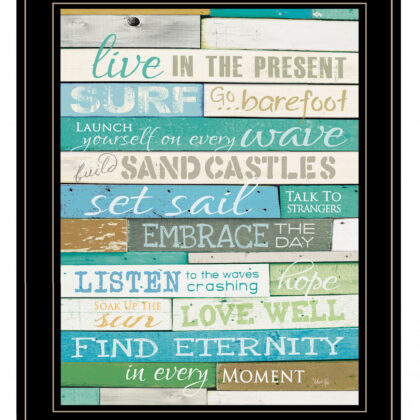 Live In The Present 3 Black Framed Print Wall Art