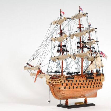 18" Wood Brown HMS Victory Hand Painted Decorative Boat