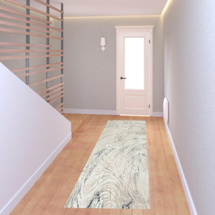 8' Gray Abstract Runner Rug
