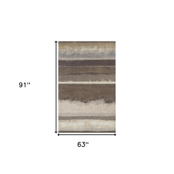 5' x 8' Brown and Ivory Abstract Area Rug