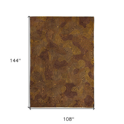 9' X 13' Black and Gold Abstract Non Skid Area Rug
