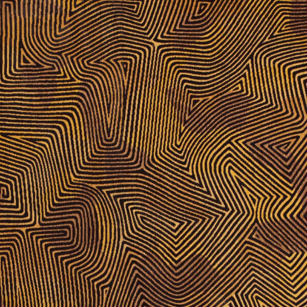 9' X 13' Black and Gold Abstract Non Skid Area Rug