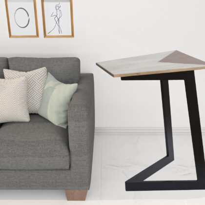 28" Black And Brown Solid Wood End Table