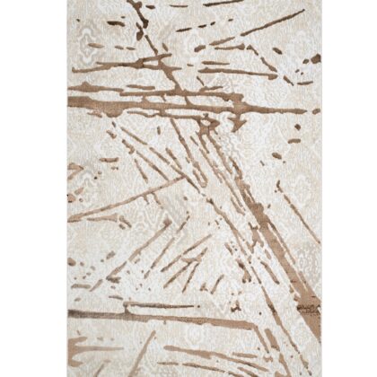 4' x 6' Ivory and Brown Abstract Area Rug
