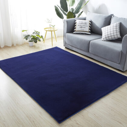 7' x 10' Navy Blue Faux Fur Shag Non Skid Area Rug