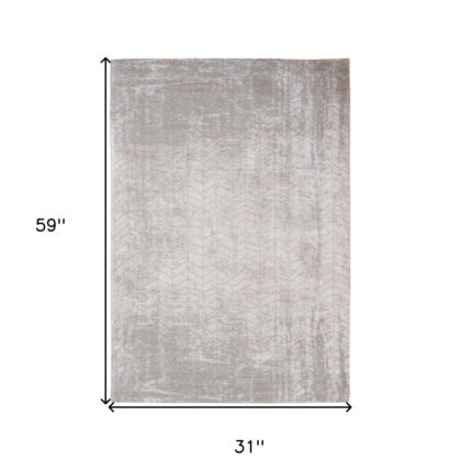 3' X 5' Gray and White Chevron Non Skid Area Rug
