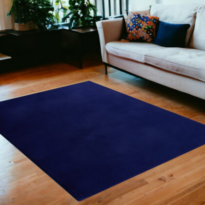 7' x 10' Navy Blue Faux Fur Shag Non Skid Area Rug