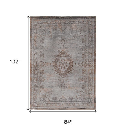 8' x 11' Gray and Beige Medallion Non Skid Area Rug