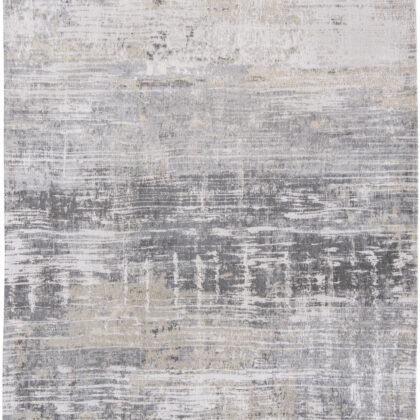 5' Gray and White Round Abstract Non Skid Area Rug