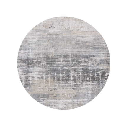 5' Gray and White Round Abstract Non Skid Area Rug