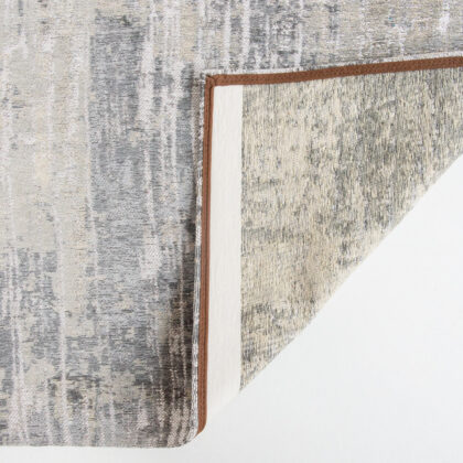 5' Gray and White Round Abstract Non Skid Area Rug