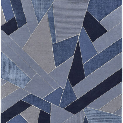 12' x 15' Blue and Silver Mosaic Hand Tufted Area Rug