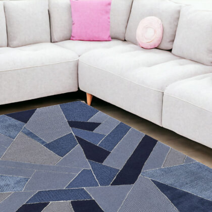 12' x 15' Blue and Silver Mosaic Hand Tufted Area Rug