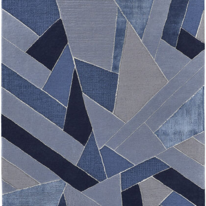 12' x 15' Blue and Silver Mosaic Hand Tufted Area Rug