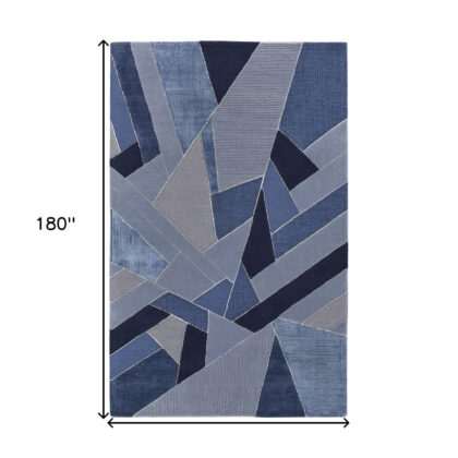 12' x 15' Blue and Silver Mosaic Hand Tufted Area Rug