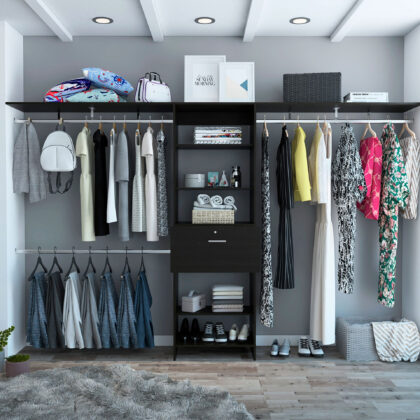 118" Black Manufactured Wood Closet System