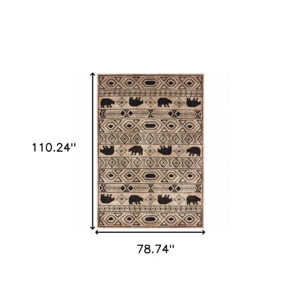 6' X 9' Ivory And Black Southwestern Power Loom Stain Resistant Area Rug