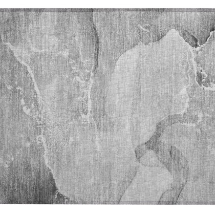 2' X 3' Gray Abstract Washable Indoor Outdoor Area Rug