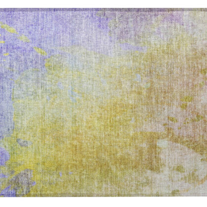 2' X 3' Blue Gold and Wheat Abstract Washable Non Skid Indoor Outdoor Area Rug