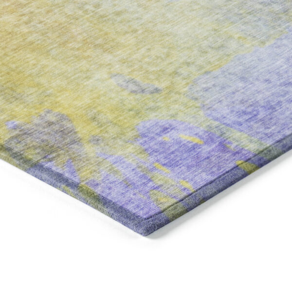 8' X 10' Blue Gold and Wheat Abstract Washable Non Skid Indoor Outdoor Area Rug