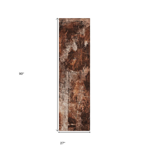 8' Runner Orange Floral Washable Non Skid Indoor Outdoor Runner Rug