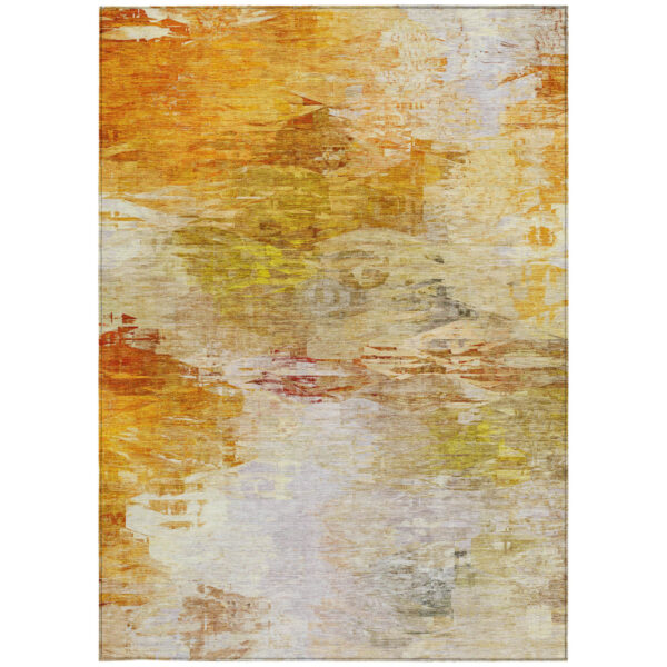 8' X 10' Orange Copper And Terra Cotta Abstract Washable Indoor Outdoor Area Rug