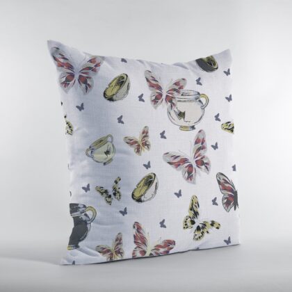 18" White Butterflies Zippered Suede Throw Pillow