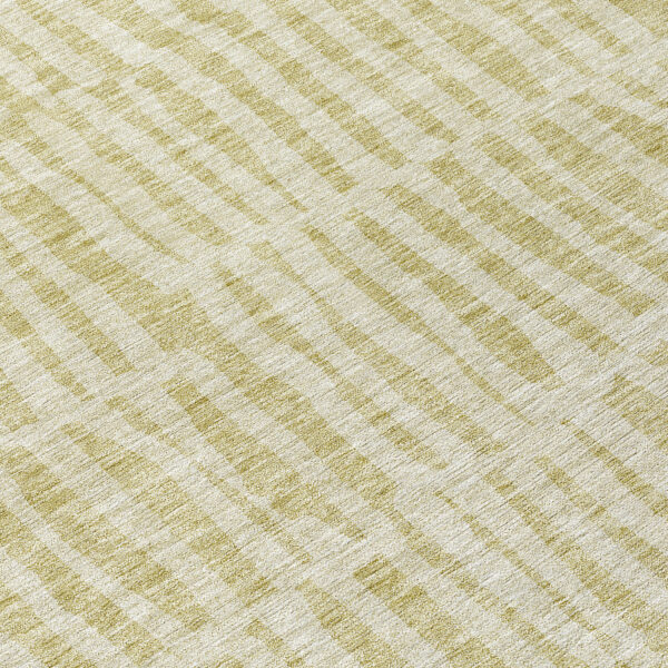 8' Beige And Tan Round Striped Washable Indoor Outdoor Area Rug