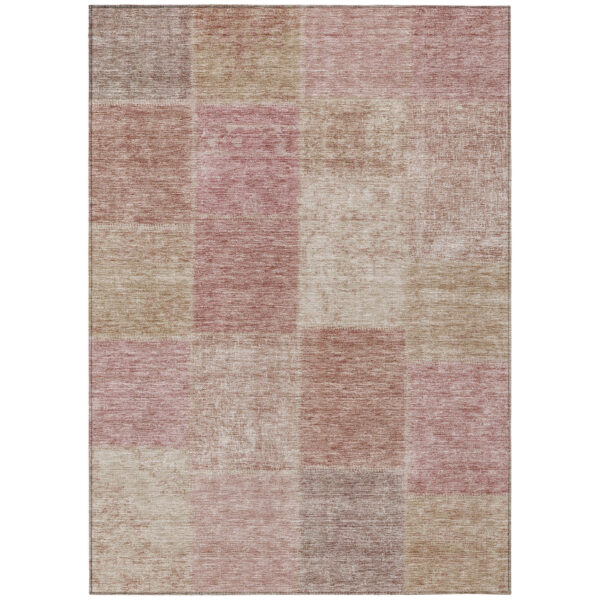 5' X 8' Blush Pink And Mauve Patchwork Washable Indoor Outdoor Area Rug