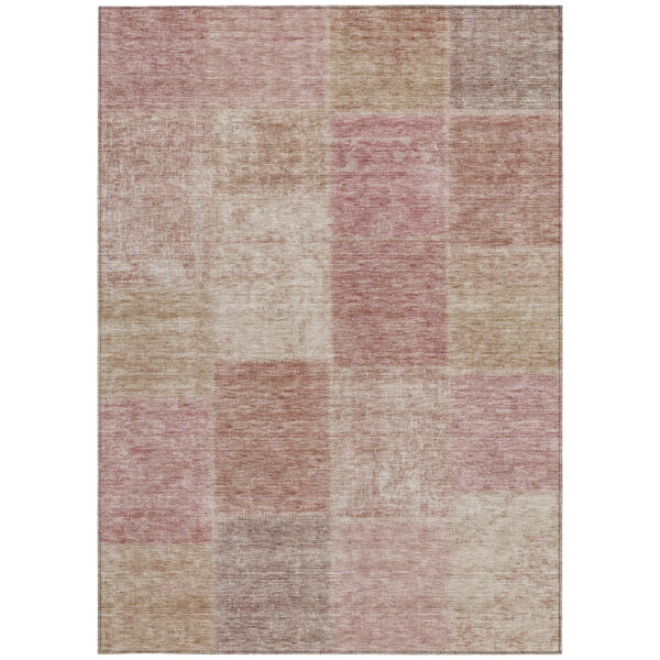 5' X 8' Blush Pink And Mauve Patchwork Washable Indoor Outdoor Area Rug