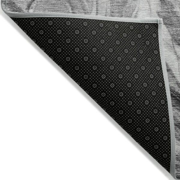 5' X 8' Gray Charcoal And Ivory Abstract Washable Indoor Outdoor Area Rug