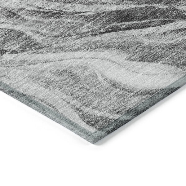 5' X 8' Gray Charcoal And Ivory Abstract Washable Indoor Outdoor Area Rug