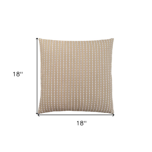 Set Of Two 18" X 18" Taupe Polyester Striped Zippered Pillow