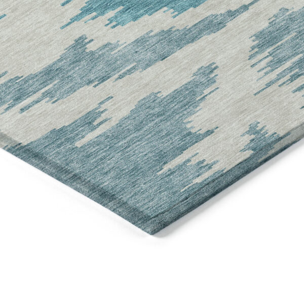 5' X 8' Teal Blue Aqua And Ivory Abstract Washable Indoor Outdoor Area Rug