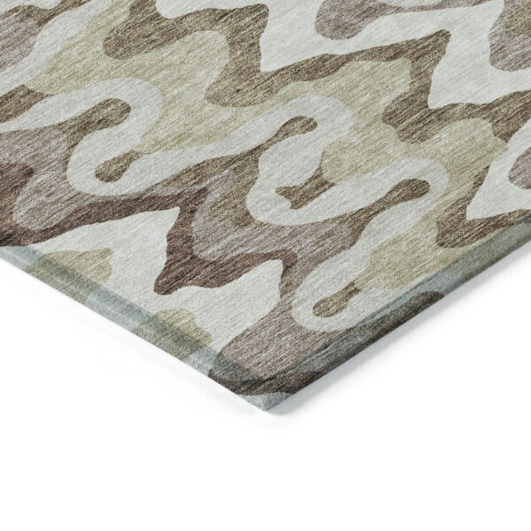 3' X 5' Beige Brown And Taupe Abstract Washable Indoor Outdoor Area Rug