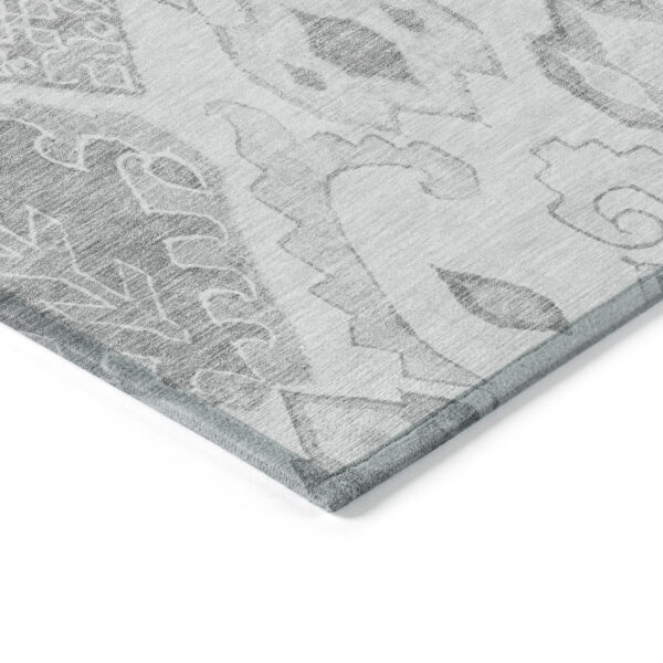 8' X 10' Silver Gray And Charcoal Moroccan Washable Indoor Outdoor Area Rug