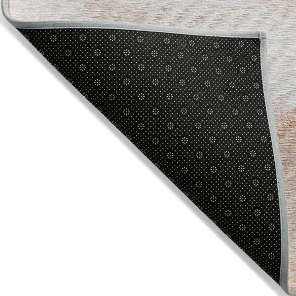 9' X 12' Salmon Peach And Ivory Abstract Washable Indoor Outdoor Area Rug
