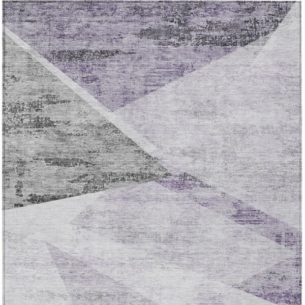 3' X 5' Purple Gray And Charcoal Abstract Washable Indoor Outdoor Area Rug