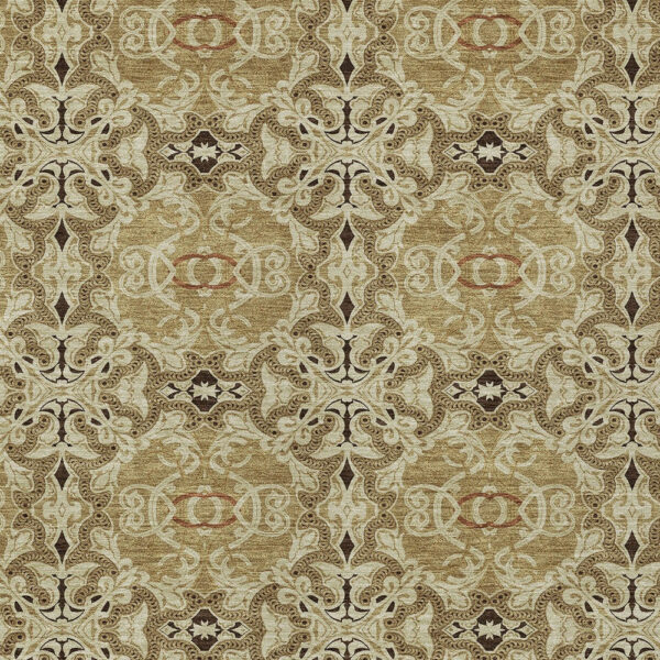 5' X 8' Brown Beige And Tan Medallion Washable Indoor Outdoor Area Rug